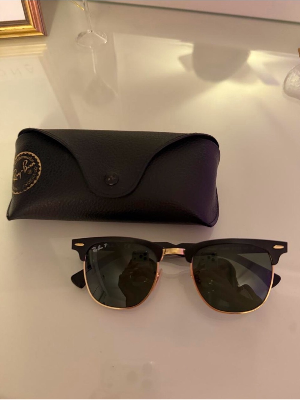 Ray-Ban Black and Gold Toiletry / Accessory Pouch with Sunglasses